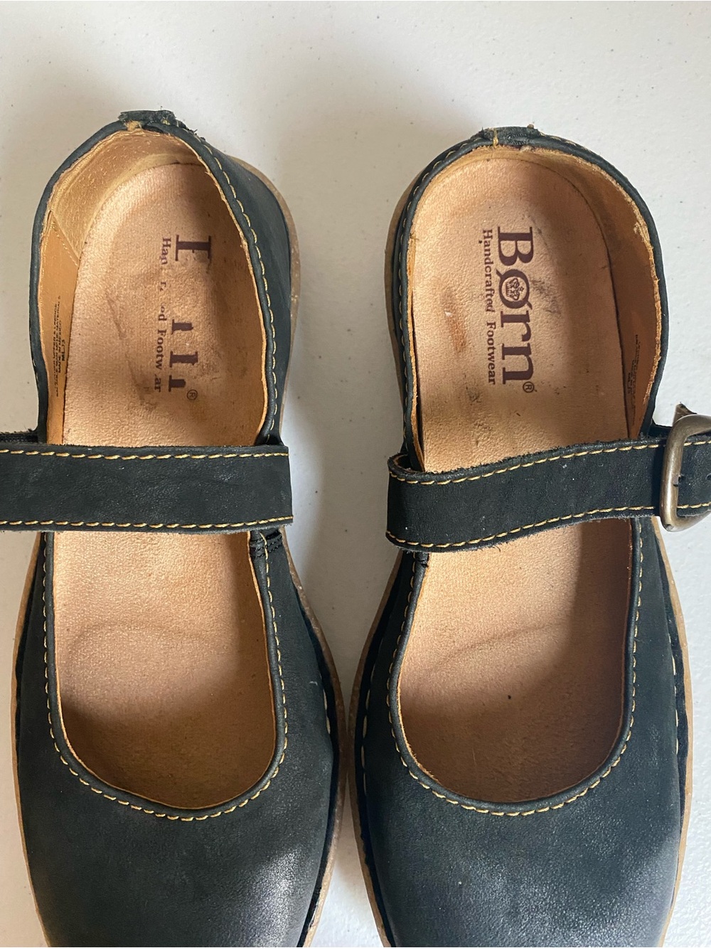 Born Naomi Mary Jane Leather/Nubuck Flats Black Size 8 - Picture 6 of 9